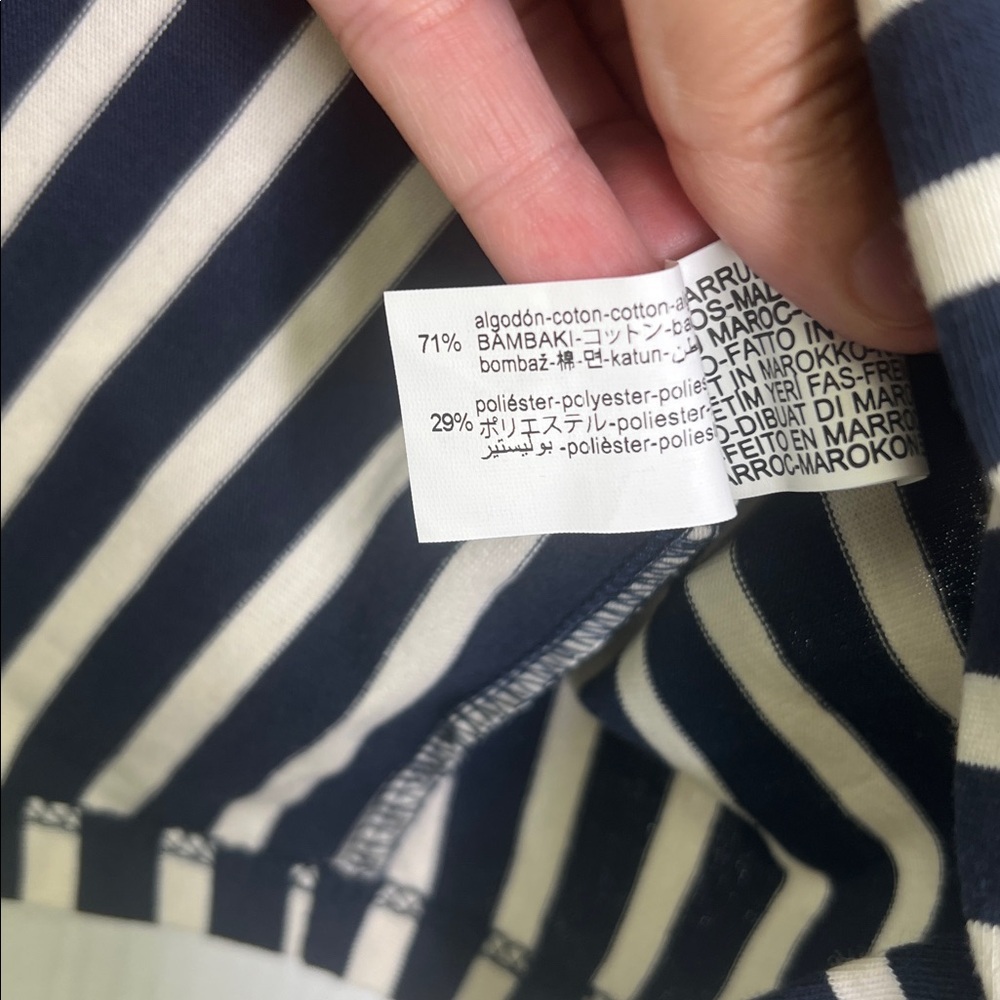 Zara - Nautical Navy And White Stripe Lightweight One Sleeve Blouse Size Small - Picture 10 of 11